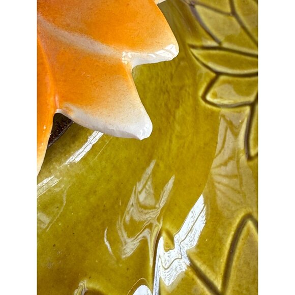 Vintage Mid-Century Modern California Pottery Green Floral Divided Serving Dish - Picture 10 of 11